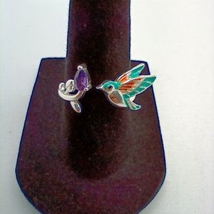 .925 silver Adjustable Kingfisher Ring